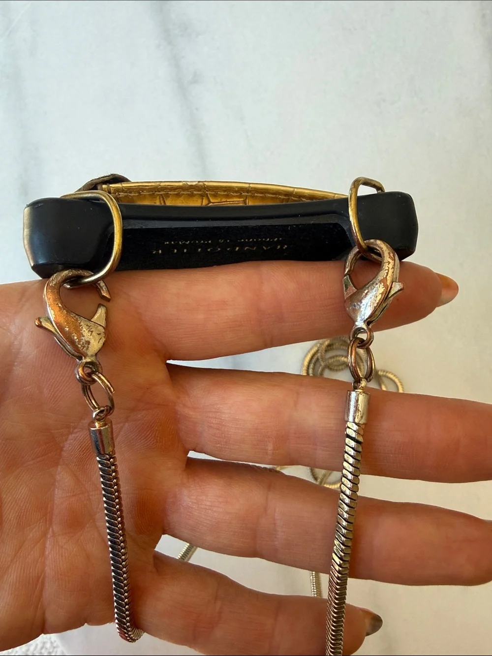 Bandolier Gold Croc Card Pocket Phone Case with Chain Strap iphone16 promax